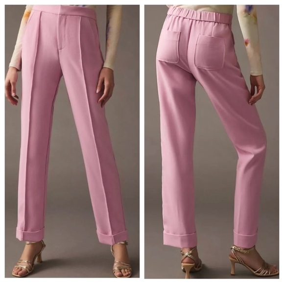 Anthropologie Maeve lilac purple pink cuffed pant pockets high-rise straight 18W - Picture 9 of 16